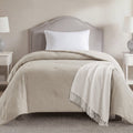 Twin-XL Reversible Down Alternative Comforter - All-Season Beige Seersucker