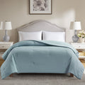 King Reversible Comforter Blue Seersucker All-Season Down Alternative - Mainstays, Variation of King, Blue