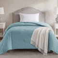 Twin XL Reversible Down Alternative Comforter - Blue Seersucker All-Season Bedding