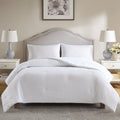 Full/Queen Reversible Down Alternative Comforter - All-Season White Seersucker