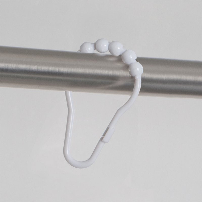 Mainstays Shower Curtain Rollerball Hooks Set of 12 - Easy Gliding White
