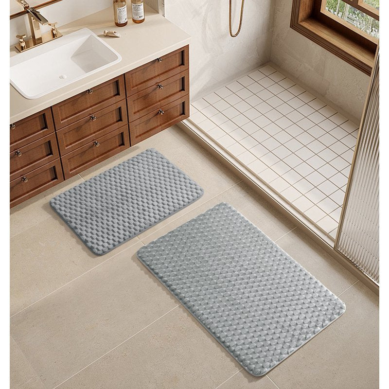 Mainstays Bubble Tile Memory Foam Bath Rug Set - Soft Silver, 2-Piece, 17x24 & 20x30