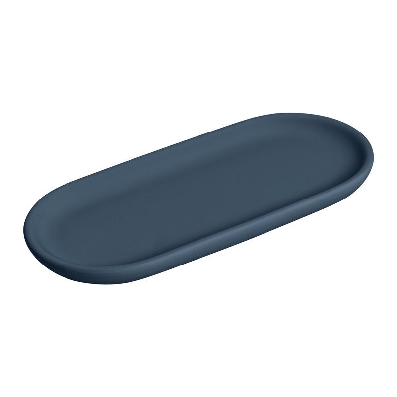 Ceramic Tray with Soft Touch Finish - Blue Grey