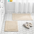 Cream Bath Rug Set - 2-Piece Soft Touch Polyester Bathroom Mats