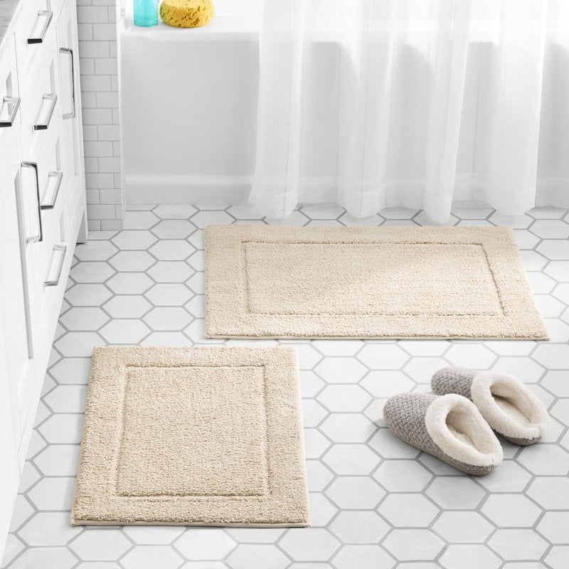 Cream Bath Rug Set - 2-Piece Soft Touch Polyester Bathroom Mats