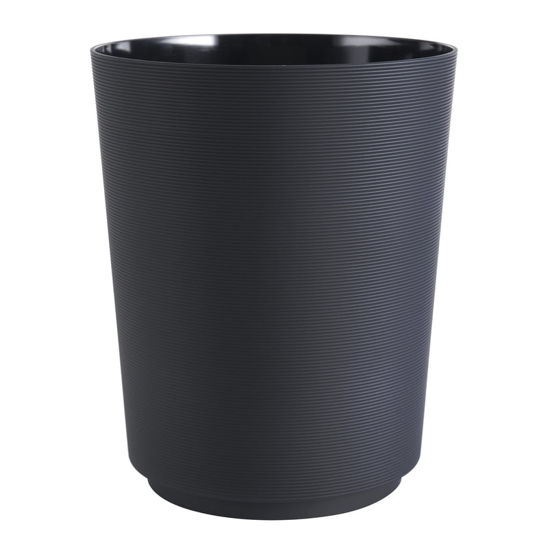 Soft Touch Ribbed Plastic Wastebasket - 1.98 Gal Black