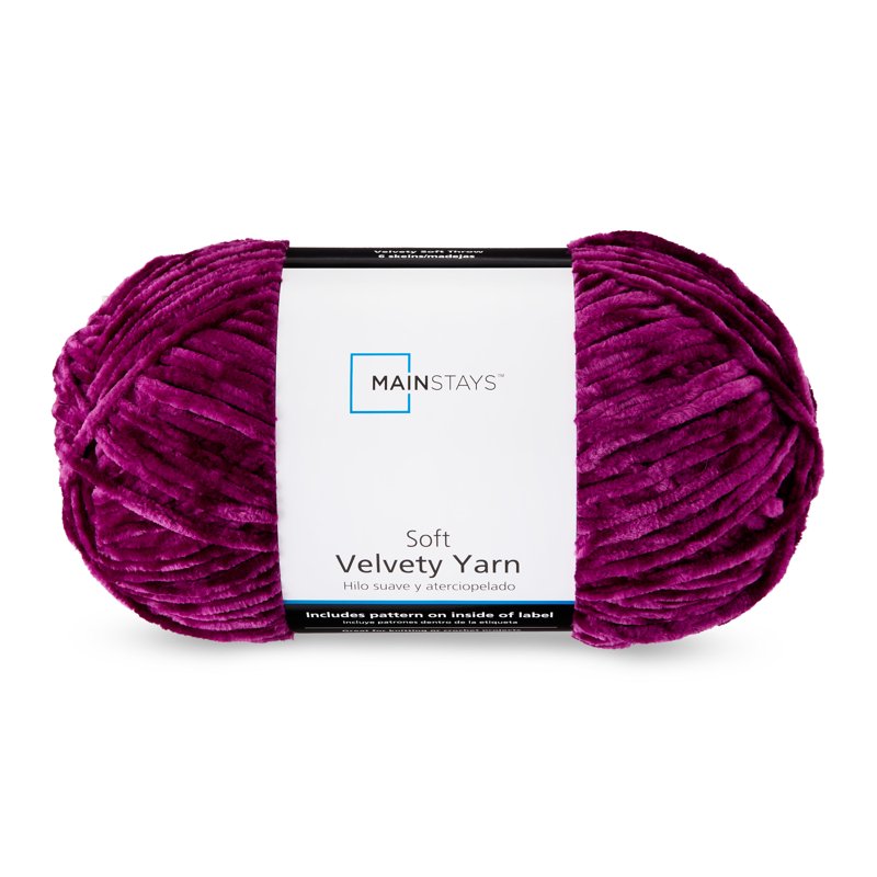 Velvety Yarn Magenta Purple 315 Yards - Soft Polyester for Knitting & Crocheting