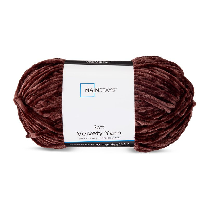 Velvety Yarn for Knitting & Crocheting - Warm Chocolate, 315 yd - Mainstays