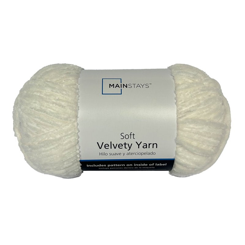 White Velvety Yarn - 315 Yards Soft Polyester Craft Yarn for Knitting & Crocheting