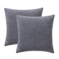 Grey Chenille Throw Pillow Set - 18x18 Inch Decorative Cushion 2 Pieces
