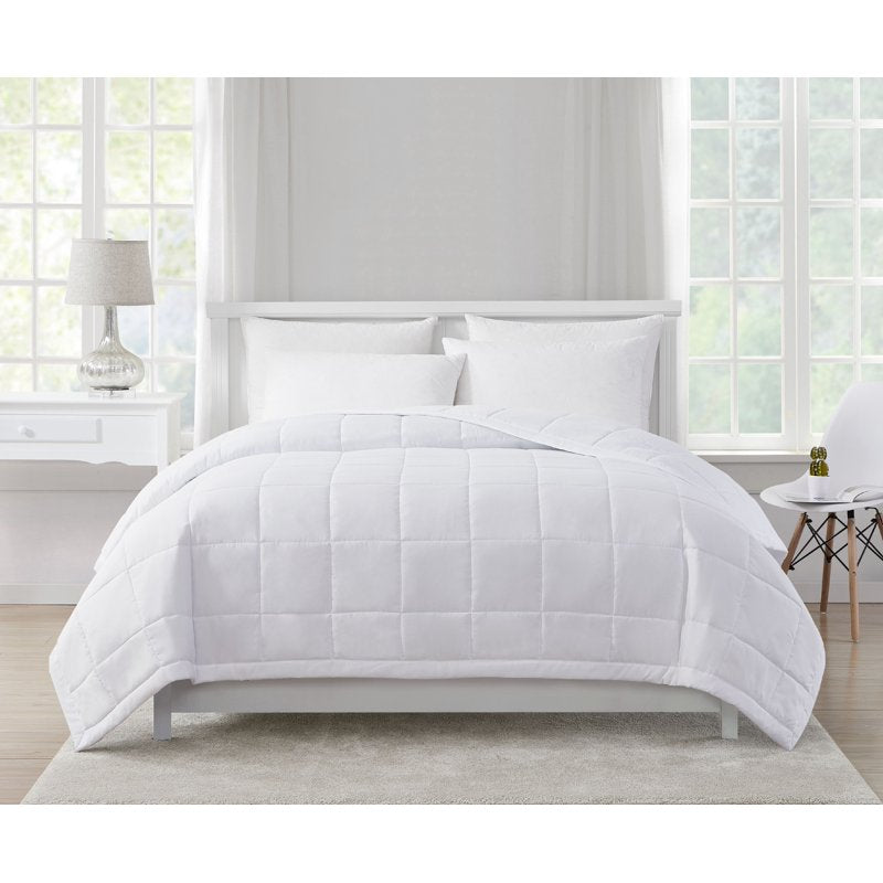 Twin Down Alternative Blanket - White Solid Bed Cover for Milder Weather - Mainstays
