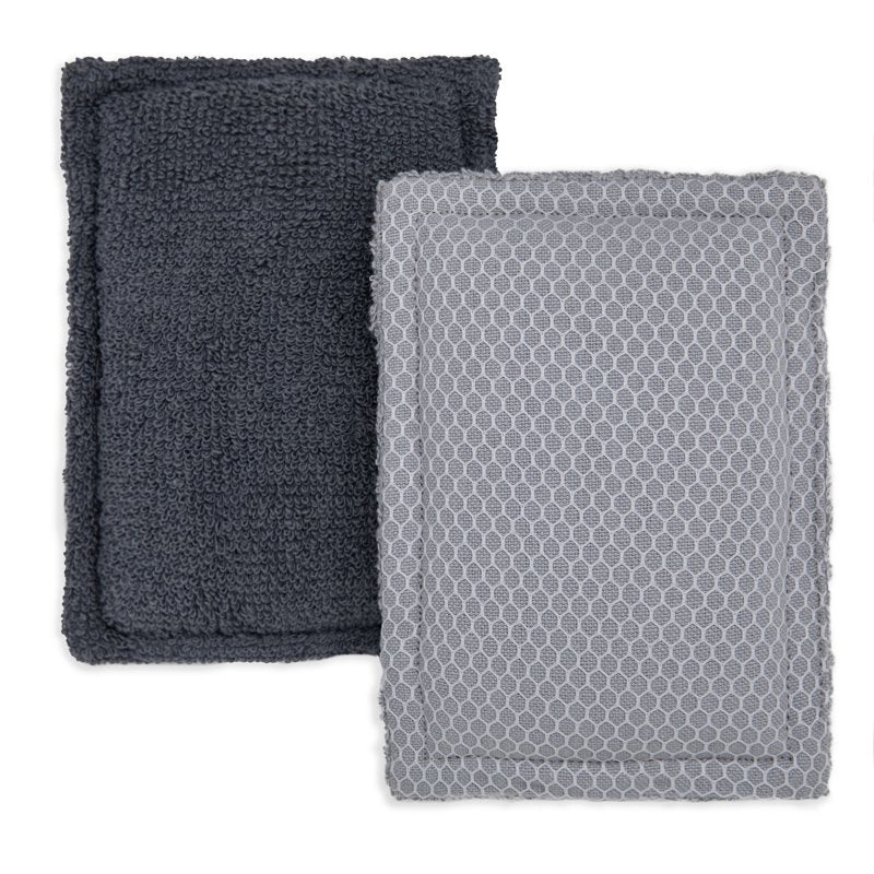Cotton Sponge Scrubbers - 2 Pack, Eco-Friendly Cleaning Tool, Gray