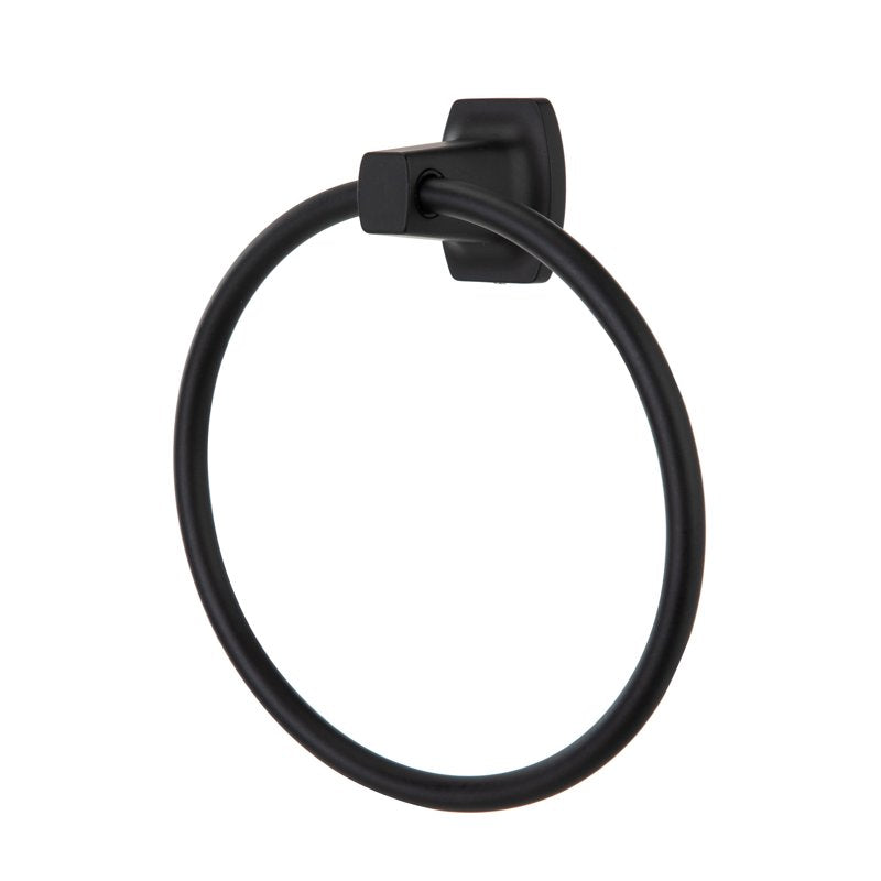 Mainstays Square Wall Mount Towel Ring - Matte Black, 7.1 Inch Bathroom Accessory