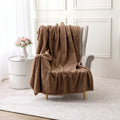 Faux Fur Throw Blanket - Dual Layer, 50x60 Inches, Warm Brownie