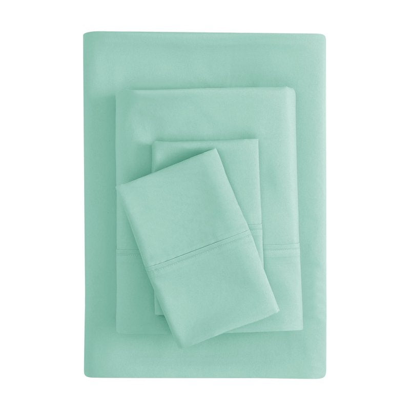 Full Size Microfiber Bed Sheet Set with Elastic Corners - Green Mint - 4 Piece