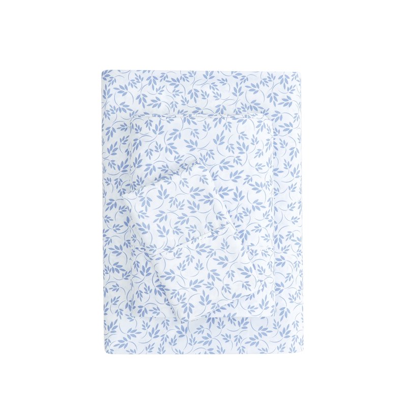 Mainstays Twin XL Microfiber Bed Sheet Set - Light Blue Leaves, 3 Piece