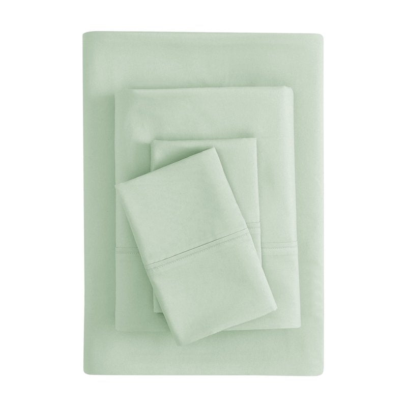Full Light Green Microfiber Bed Sheet Set - 4 Piece, Wrinkle-Resistant, All-Season