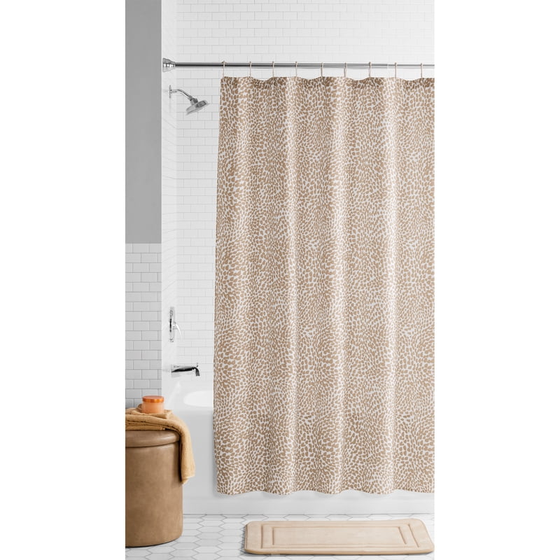 Fabric Shower Curtain - Taupe Abstract Leopard Pattern - 72 x 72 Inches - Curtain
