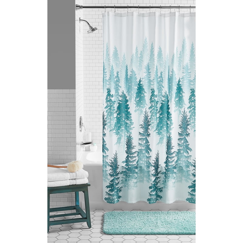 Mainstays Treeline Fabric Shower Curtain - 72x72 Inches, Polyester, Curtain