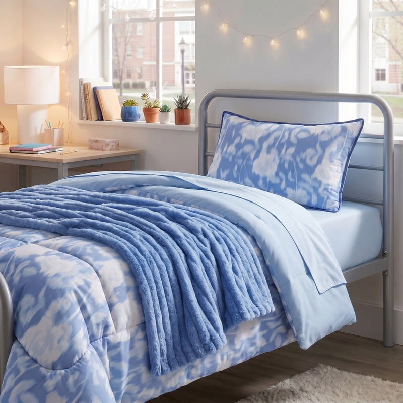 Mainstays Blurred Rose Blue Comforter Set - Twin XL, Blue Rose Variation
