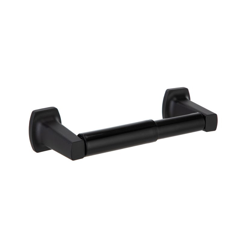 Wall-Mounted Toilet Paper Holder Matte Black with Hardware - Residential Bathroom Accessory