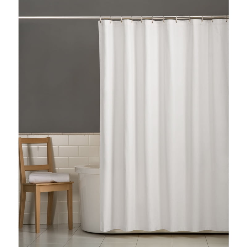 White Water Repellent Fabric Shower Curtain Liner - 70 x 72 Inches, Single