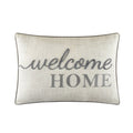 Mainstays Welcome Home Embroidered Faux Linen Throw Pillow - Gray, 14x20