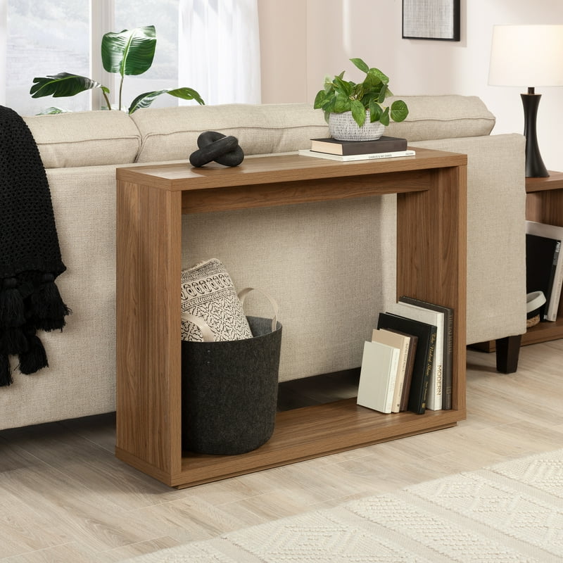 Console Table with Lower Shelf - Warm Walnut Finish