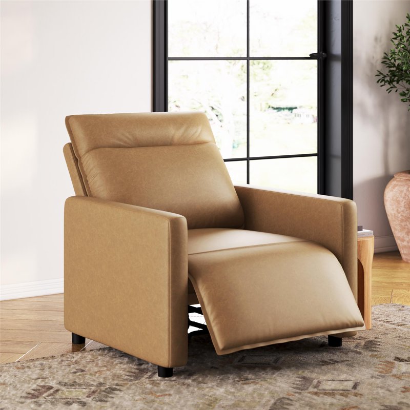 Power Recliner - Camel Faux Leather with USB Port