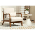 Beige Wood Arm Accent Chair - Comfortable Indoor Seating