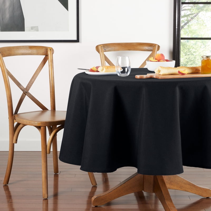 Yale Fabric Tablecloth - Black, 70" Round