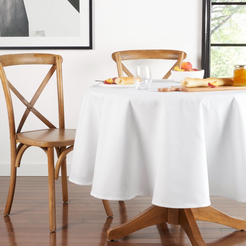 70" Round Fabric Tablecloth - White - Elegant Dining Decor