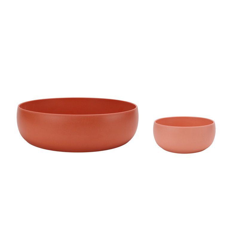 Bamboo Melamine Serving Bowl & Dip Bowl - Orange