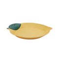 Bamboo Melamine Figural Lemon Serve Platter - Green Leaf