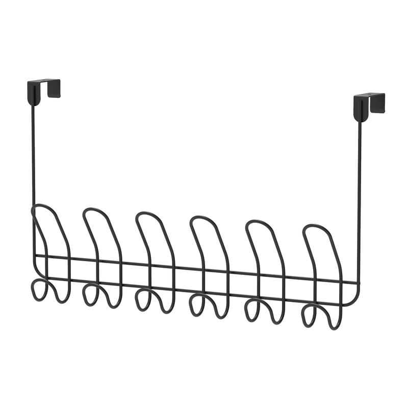 Mainstays Over-the-Door Hanging Hooks - 6 Black Hooks for Towels, Robes & Bags - No Drilling