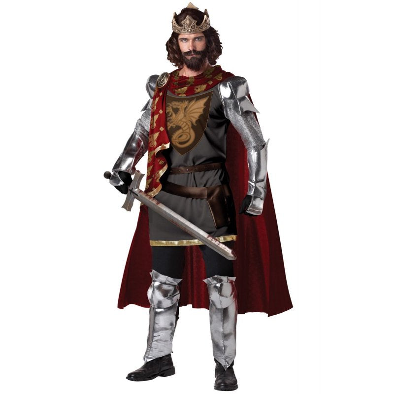 Men's King Arthur Costume XL with Cape, Crown & Armor Accessories