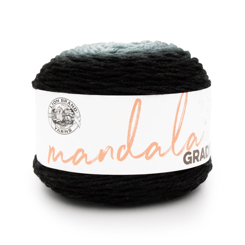 Lion Brand Mandala Gradient Black Yarn - Ombré Wool & Acrylic for Knitting & Crochet