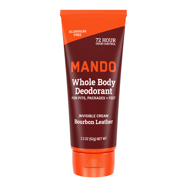 Whole Body Deodorant for Men - Invisible Cream, Aluminum Free, Bourbon Leather - 2.2oz