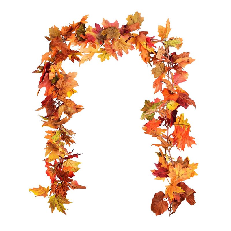 Autumn Maple Leaf Garland Thanksgiving Decor H - 78.7 Inch Artificial Fall Wreath for Door Wall Window