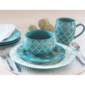 16 Piece Stoneware Dinnerware Set - Turquoise