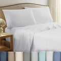 Full Size Cotton Sateen Bed Sheet Set - 4 Piece, White, 400TC, Lightweight & Wrinkle-Resistant