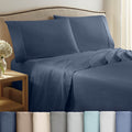 Twin Navy Cotton Sateen Bed Sheet Set - 400TC, 3-Piece