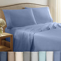 King Size 400TC Cotton Sateen Bed Sheet Set - Blue, 4-Piece