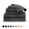 Cotton Towel Set - 6 Pieces Soft & Quick-Dry Towels, Charcoal - Easy Living