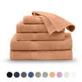 Cotton Towel Set - 6-Piece Soft Quick-Dry Towels in Peach - Bath & Hand Towels