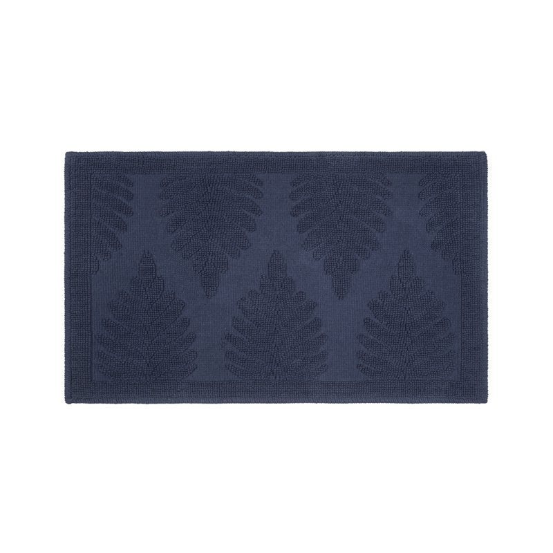 Martex Fern Ogee Navy Cotton Bath Rug 20x32 Non-Slip Absorbent Mat