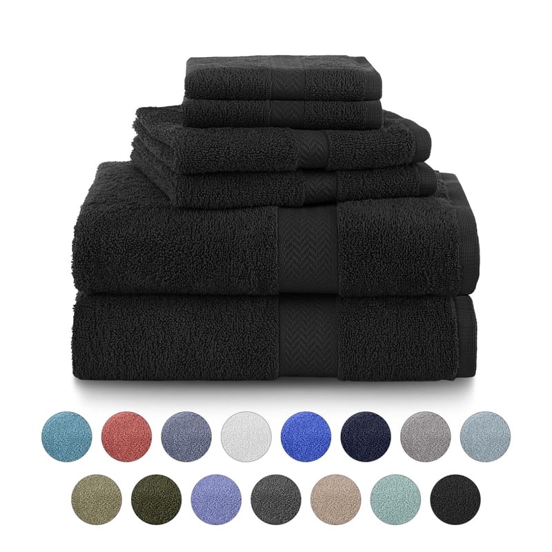 Martex 6-Piece Black Cotton Towel Set - Soft, Absorbent, Quick Dry