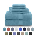 Blue 6-Piece Cotton Towel Set - Quick Dry & Absorbent Bath Towels with Variations
