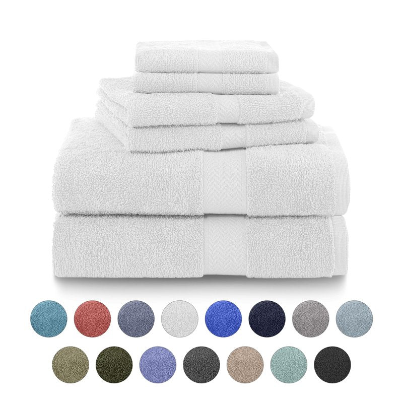 Martex 6-Piece Cotton Towel Set - White, Quick Dry & Plush