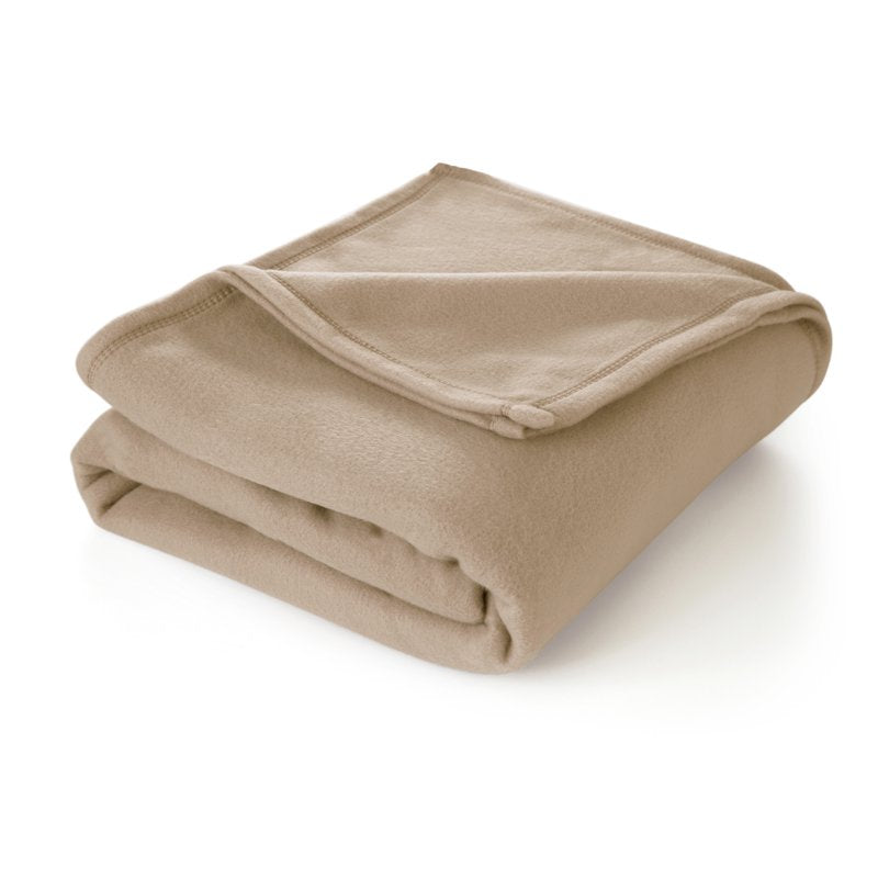 King Size Super Soft Fleece Bed Blanket - Lightweight All-Season Beige